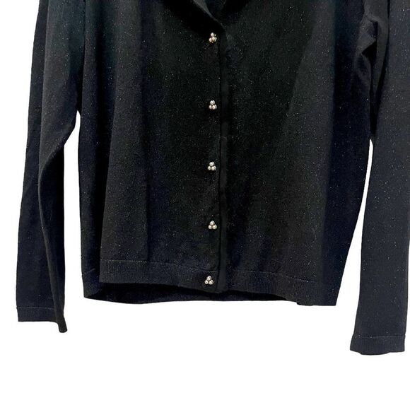 Talbots Sparkle Black Merino Wool Blend Cardigan Size XL - Picture 3 of 10